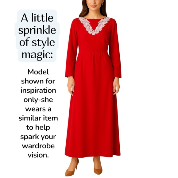 Handmade Lace Appliqué Red Holiday Party Dress  XXS-XS - Picture 2 of 16